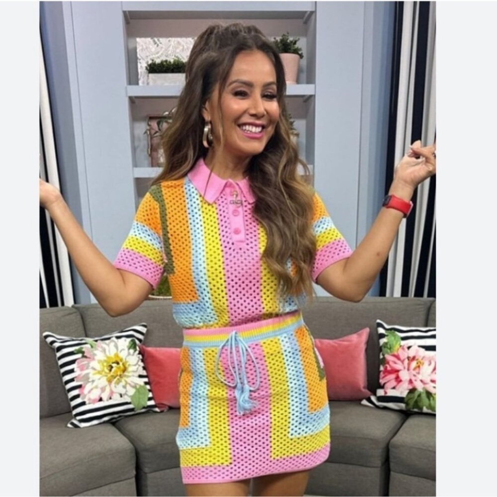 Mango Popsicle Stripes NEW WITH TAGS Rainbow Knit Crochet Skirt ONLY Size Small